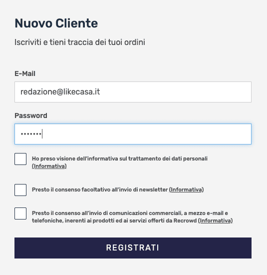 RECROWD registrazione