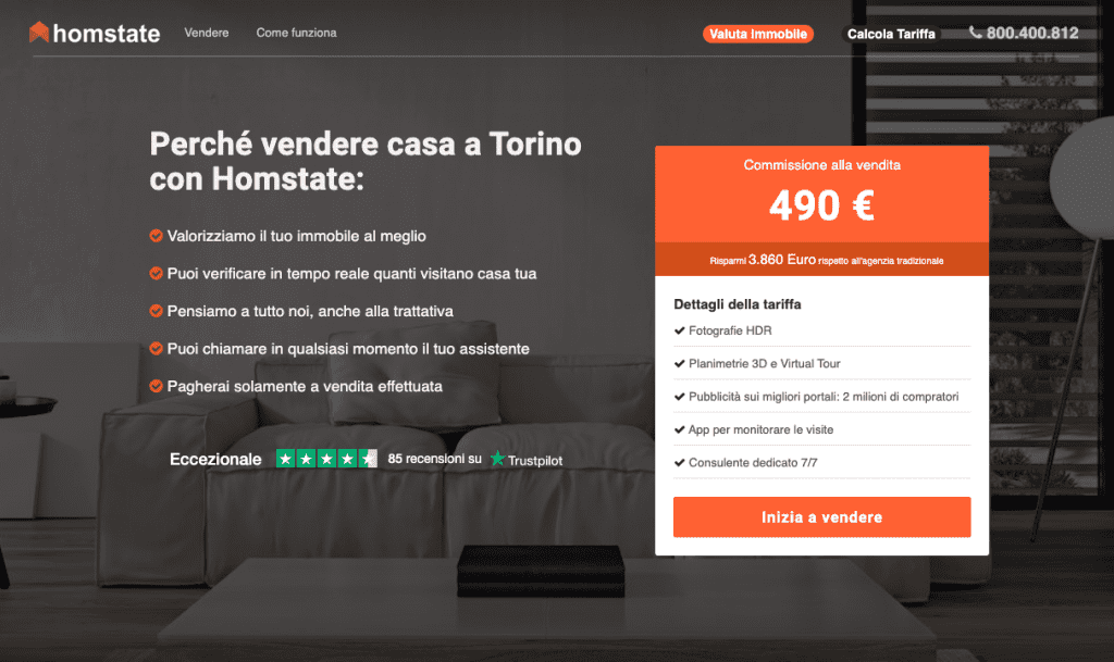 homstate calcola tariffe: homstate costi